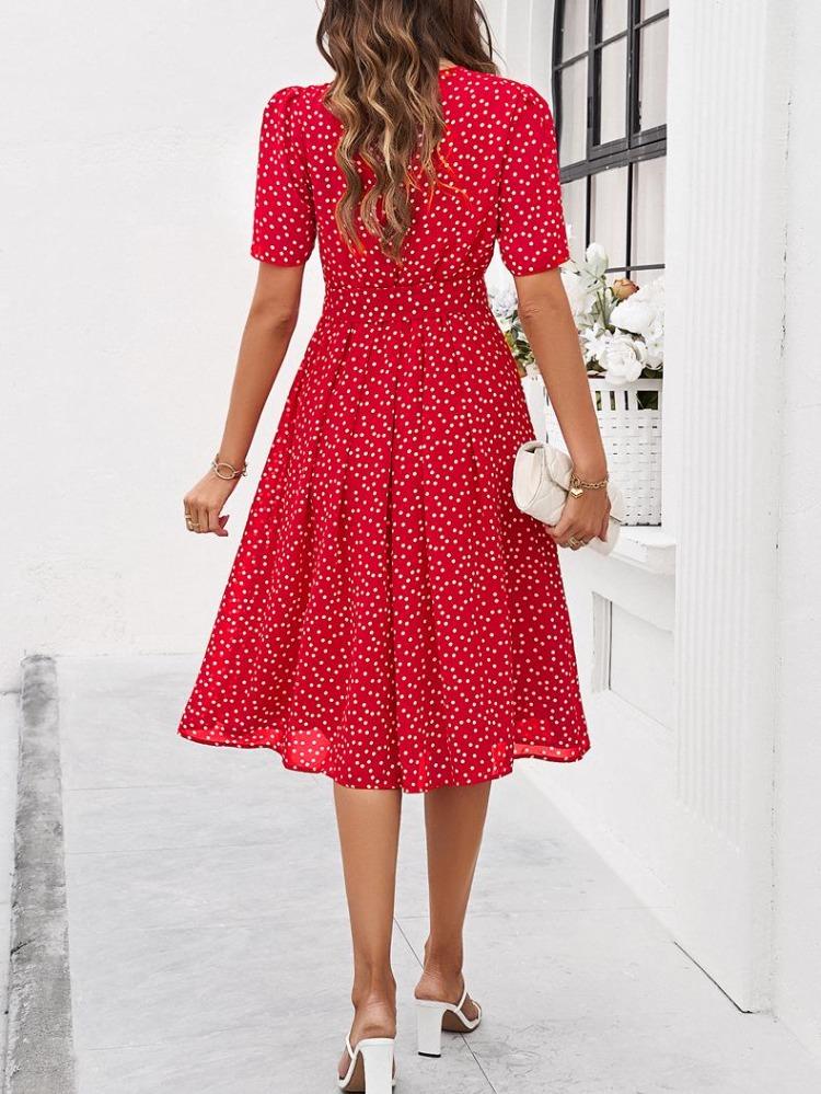 Women European American Polka Dot Lace Up Dress Diyun Spring Summer Collection Fashion Trendy