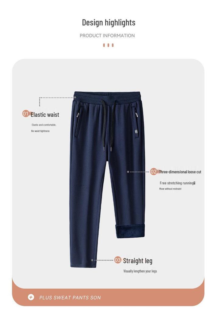 Men's Plus Velvet Thickened Winter Casual Pants - Warm Outdoor Sports Long Pants, Large Size, Custom Logo Available