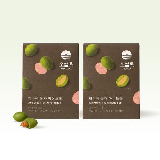 Osulloc Jeju Island Green Tea Almond Ball x 2, Korean snacks