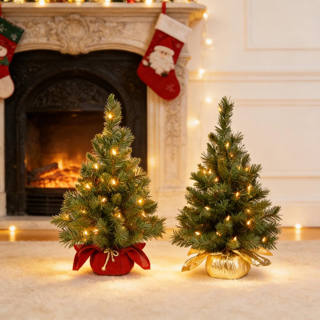 Artificial Christmas Tree 60CM Snowy Spruce Desktop Decoration Xmas Gift Tabletop Tree