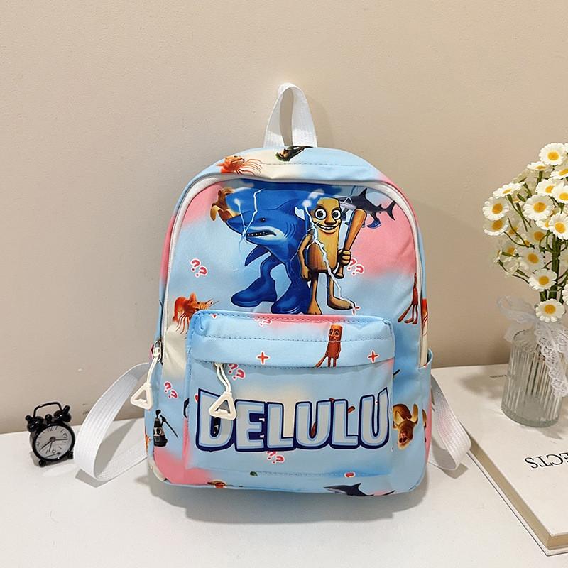 

Tungtung Sahur Cartoon Kids Backpack With Breathable Nylon For Kindergarten Daily Use синий