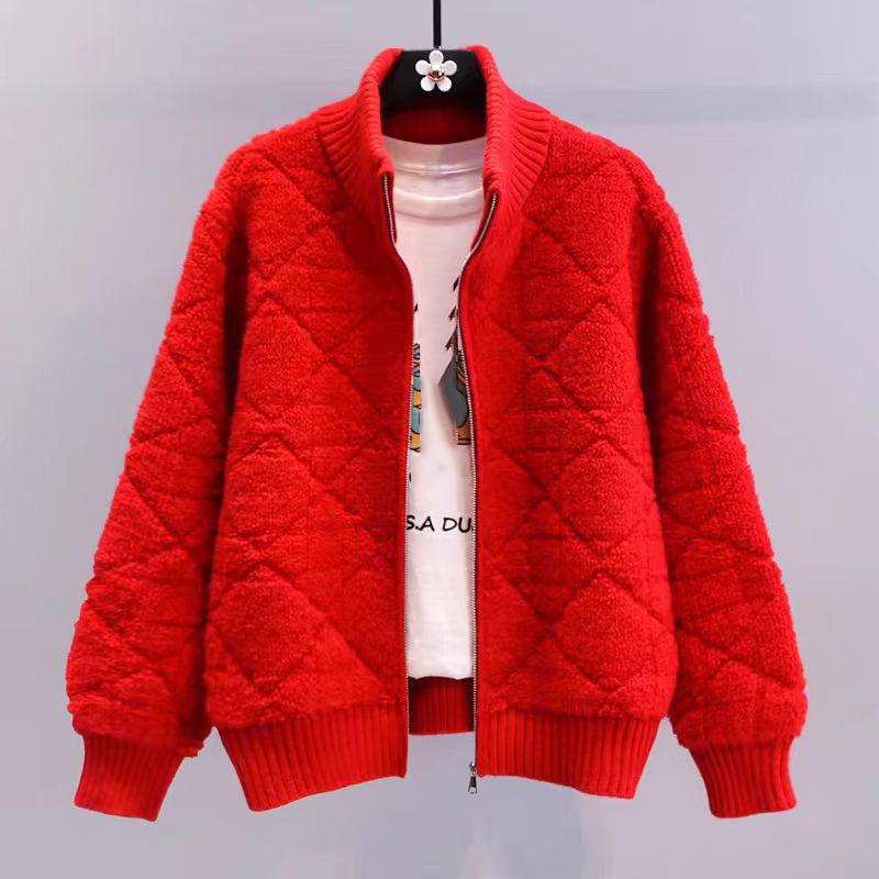 Women Knitted Sweater Coat Zipper Cardigan Coat Cashmere Warm Long Sleeve Jacket Loose Casual Outerwear Autumn Winter