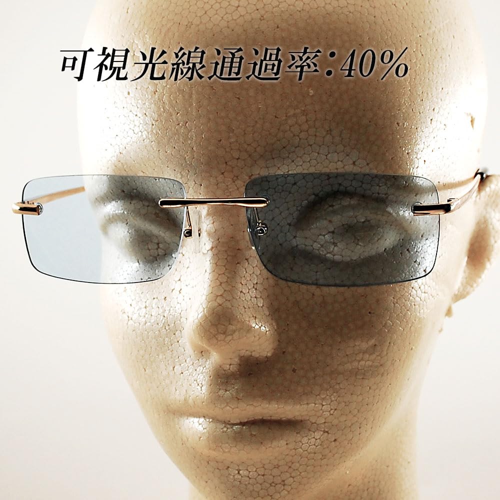 [Eyewear] Rimless, Lightweight, Square-Shaped Sunglasses with UV Protection and Colored Lenses, Unisex, CL-25902 (Light Smoke)