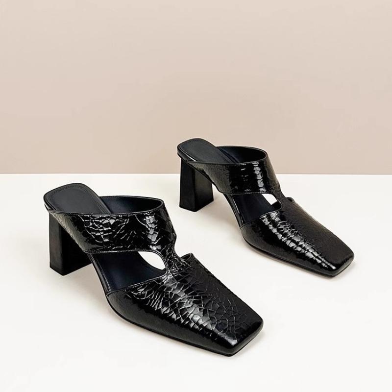 

Повседневные женские сандалии Модные с острым носком Неглубокий высокий каблук Женские мюли Обувь Большой размер Летние Шпилька Вечеринка Платье Сандалии 35 чёрный
