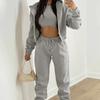 Women's Loose Two-piece Matching Set Long Sleeve Hoodie Crop Top High Waist Sweatpants Winter Tracksuit