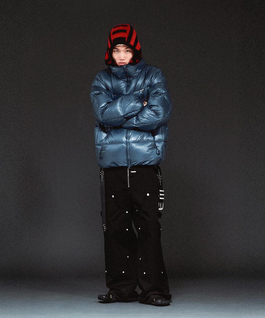 Thevinylhouse Hooded Duck Down Jacket Blue