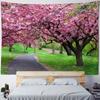 Pink Cherry Blossom Forest Pattern Tapestry Home Wall Decoration Tapestry Bedroom Living Room Tapestry