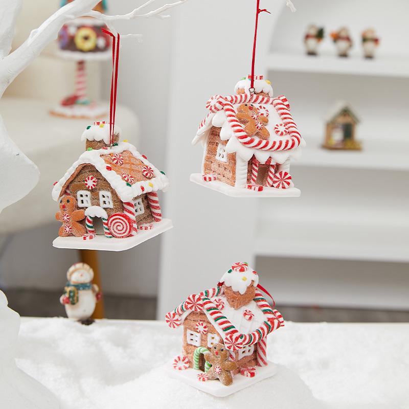 Gingerbread House Tree Topper Light Up Mini Gingerbread House Ornaments Soft Clay Fairy Tale Candy House For Christmas Tree