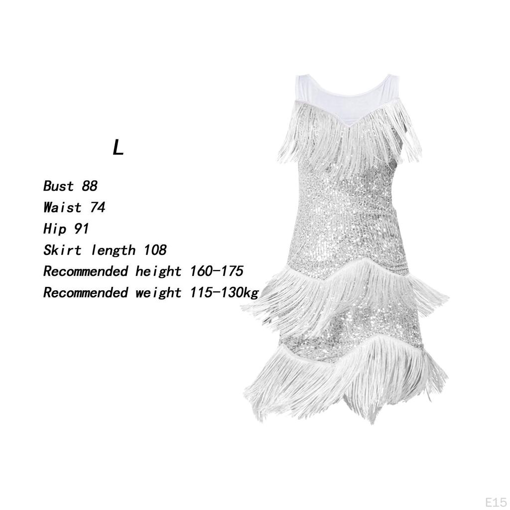 Elegantes Latein-Tanzkleid mit schimmernden Pailletten und Fransenrock