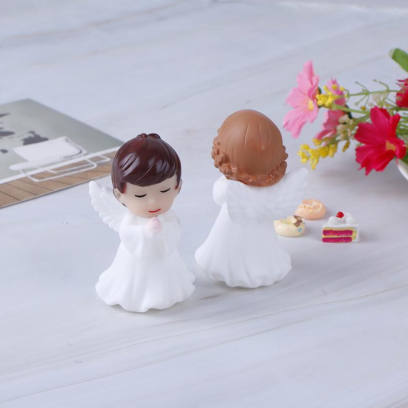 2Pcs Angels Figurines Miniature Well Sculpture Ornament Decoration For Cake