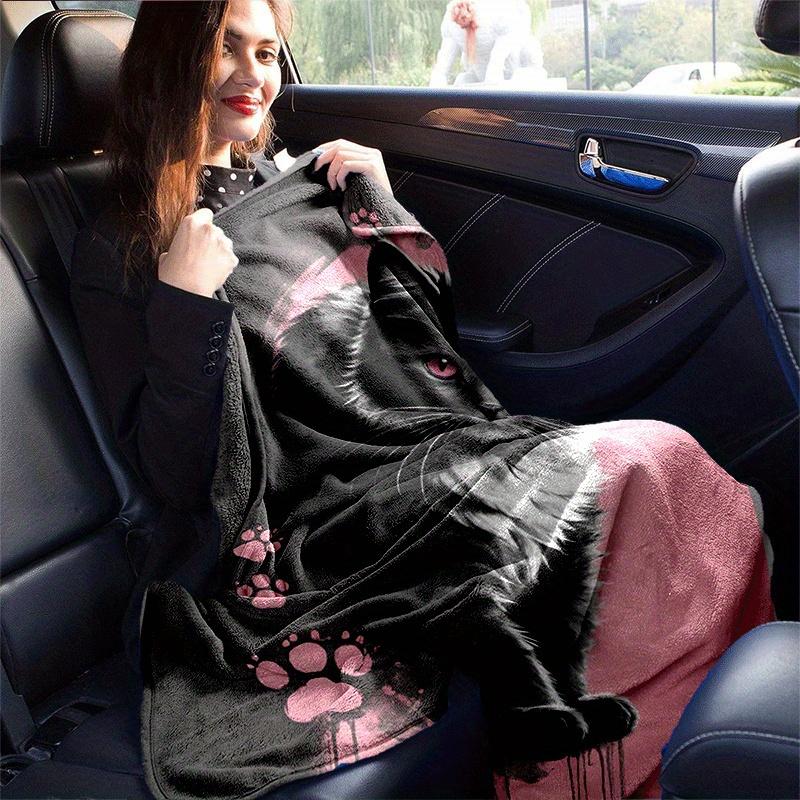 1pc Cat Printing Lightweight Flannel Blanket, Comfortable and Warm Blanket, for Camping Sofa Bed and Couch Office, Gift