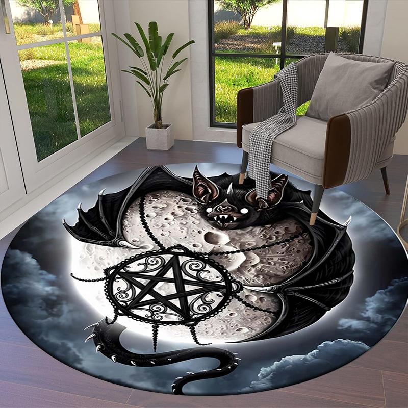 1 Stück Büro Teppich Stuhlmatten Fledermaus Pentagramm Mond Nachthimmel Perfekt zum Dekorieren von Bürostühlen, Wohnzimmern oder Schlafzimmern.YDT055