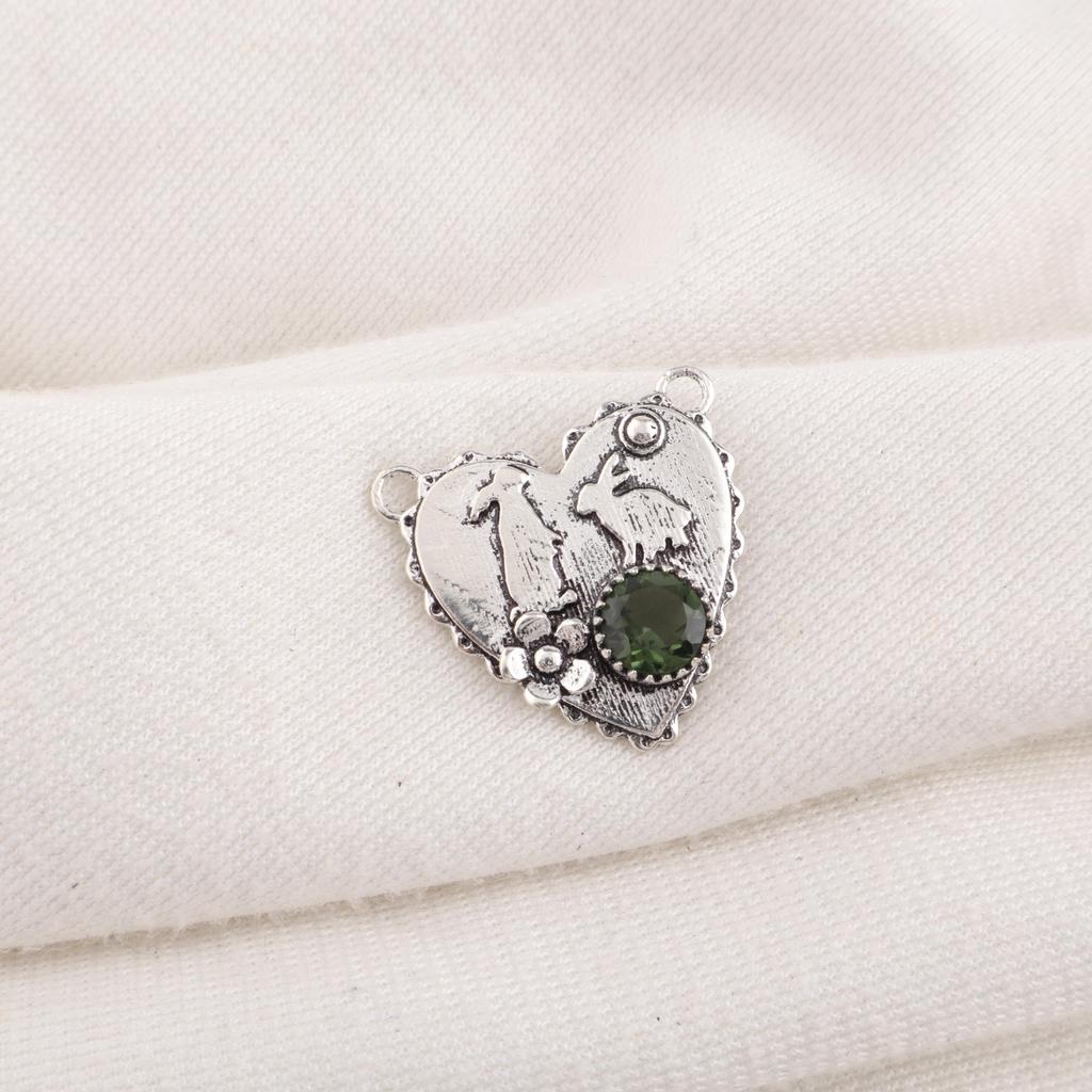 Green Tourmaline Handmade Gemstone Pendant, 925 Solid Sterling Silver Pendant Antique Jewelry, Pendant For Engagement Gift