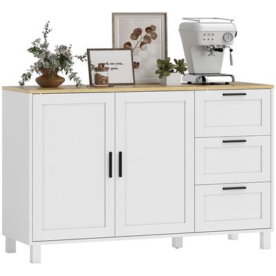 Modern Living Room Sideboard with 2 Doors 3 Drawers Adjustable Shelf for Dining Room Entrance 120x38x76 Cm White