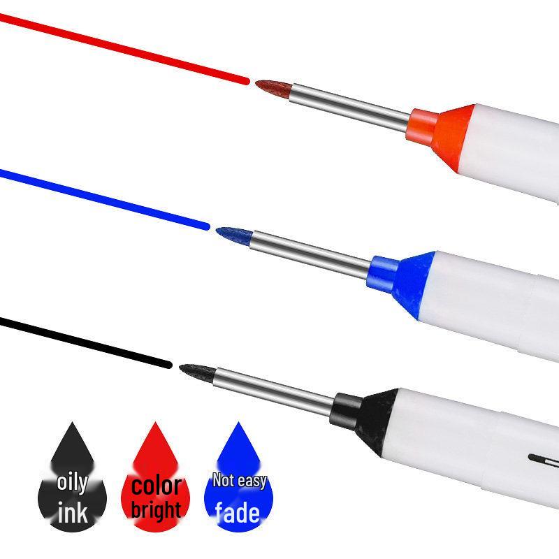 Long Tip Oil-Based Quick-Drying Marker Pen for Woodworking and Construction Deep Hole Marking