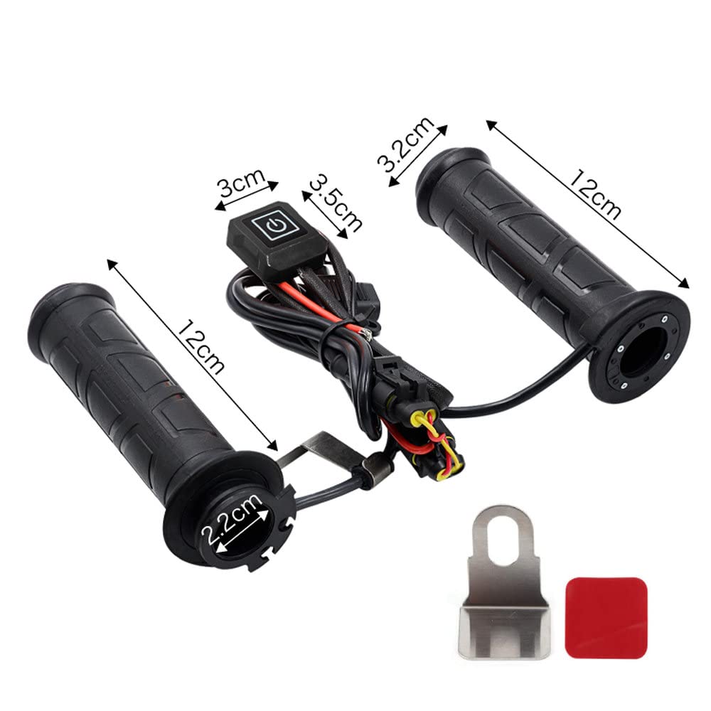 SUNNY Motorcycle Heated Left and Right Penetrating 3 Temperature Cold Weather Overcurrent Ideal for Winter DC12V Only Grips, Set, Type, Settings,