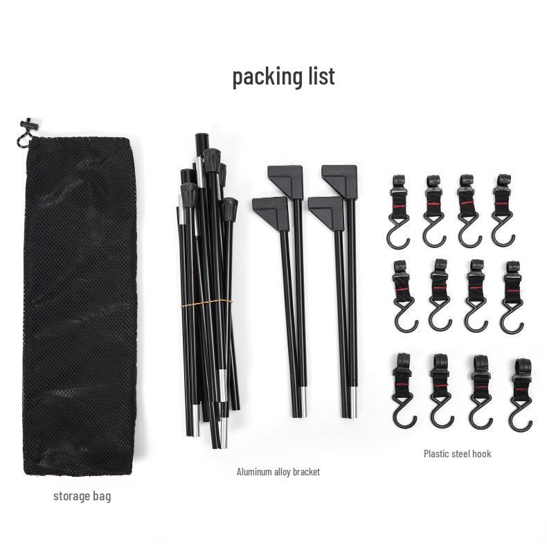 Portable Double-Layer Camping Storage Rack and Folding Lamp Stand