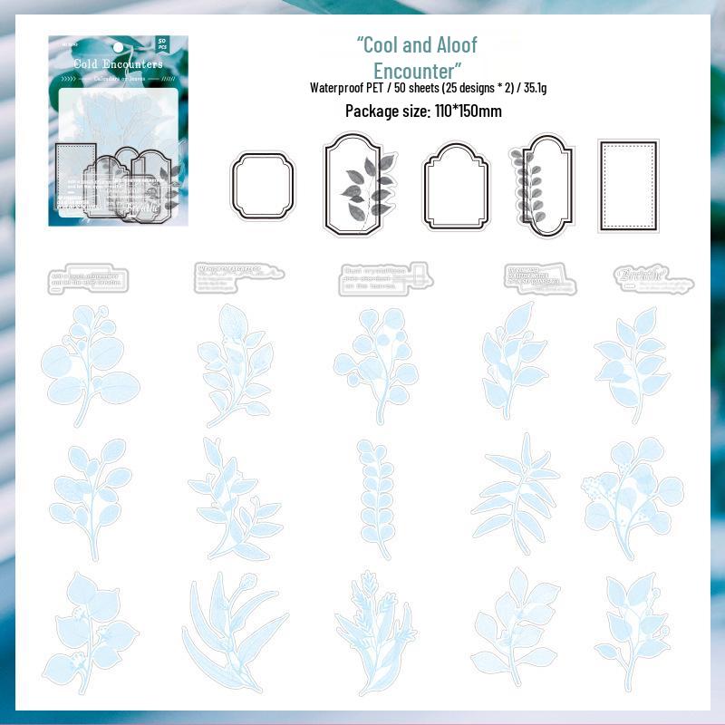 Mu Ran Wood Feather Calendar Series PET Sticker Pack – Intoxicated Raspberry: 4 Styles, 50 Sheets for Journaling & Collage Decoration