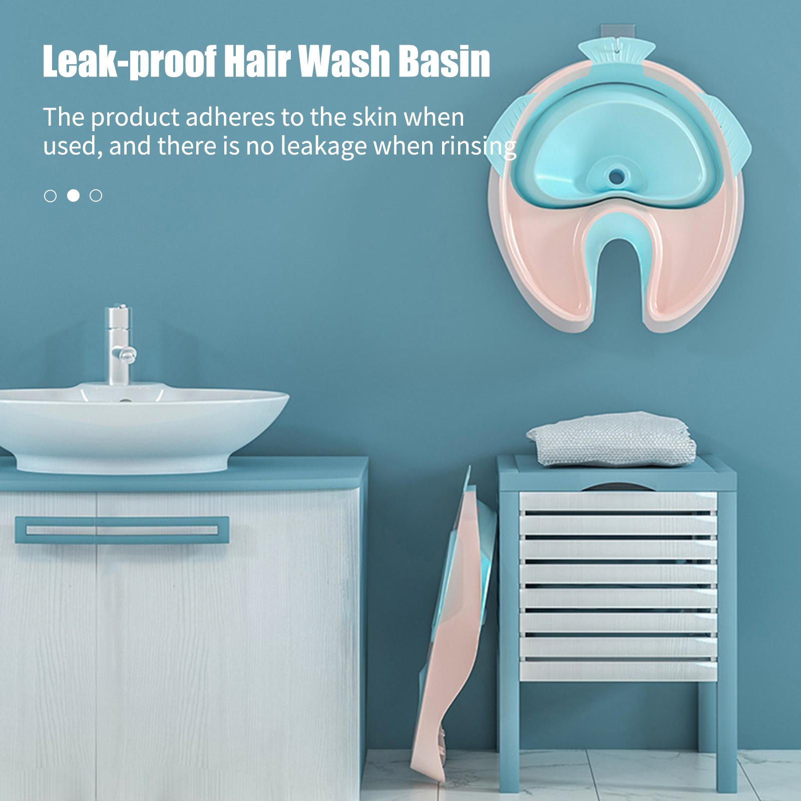 

Раковина для мытья волос с регулируемым ремешком, трубкой, берушами, складные поддоны для шампуня, мобильная раковина для мытья волос, без проливов, для мытья розовый