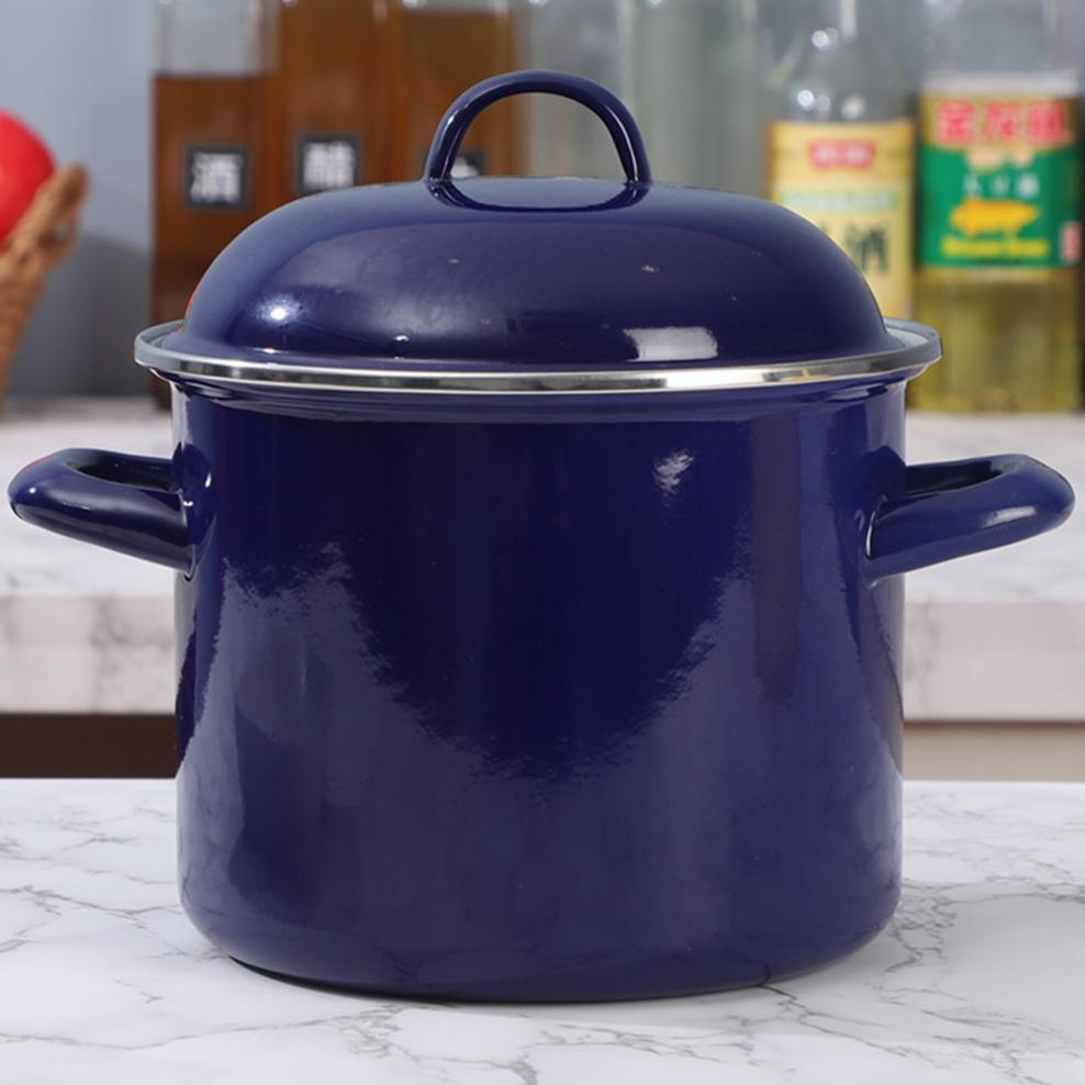

New Prague style soup pot, Porcelain enamel high soup pot, Electromagnetic gas universal multi-purpose saucepan for kitchen