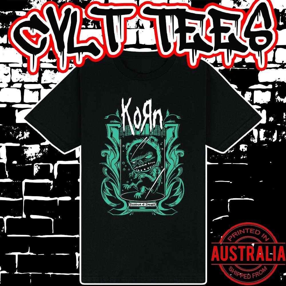 Футболка группы Korn ~ Премиум Черная Хлопковая Футболка Gildan Унисекс S