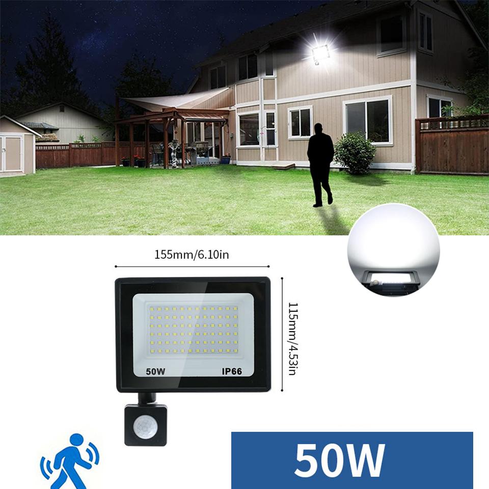 LED Floodlight Motion Sensor AC220V AC110V 10W-300W Waterproof Outdoor Projector Exterior Spotlight Outdoor lamp  Wall Reflector