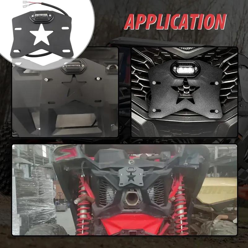 UTV License Plate Holder With Light Universal Aluminum License Plate Kit for Can-Am Maverick X3 Polaris RZR XP 1000 Ranger