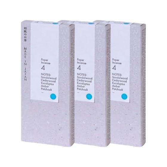 [Set of 3] Kunjudo WASHI INCENSE Japanese paper incense #4 Sandalwood scent (30 pieces) Paper incense with clip Incense incense