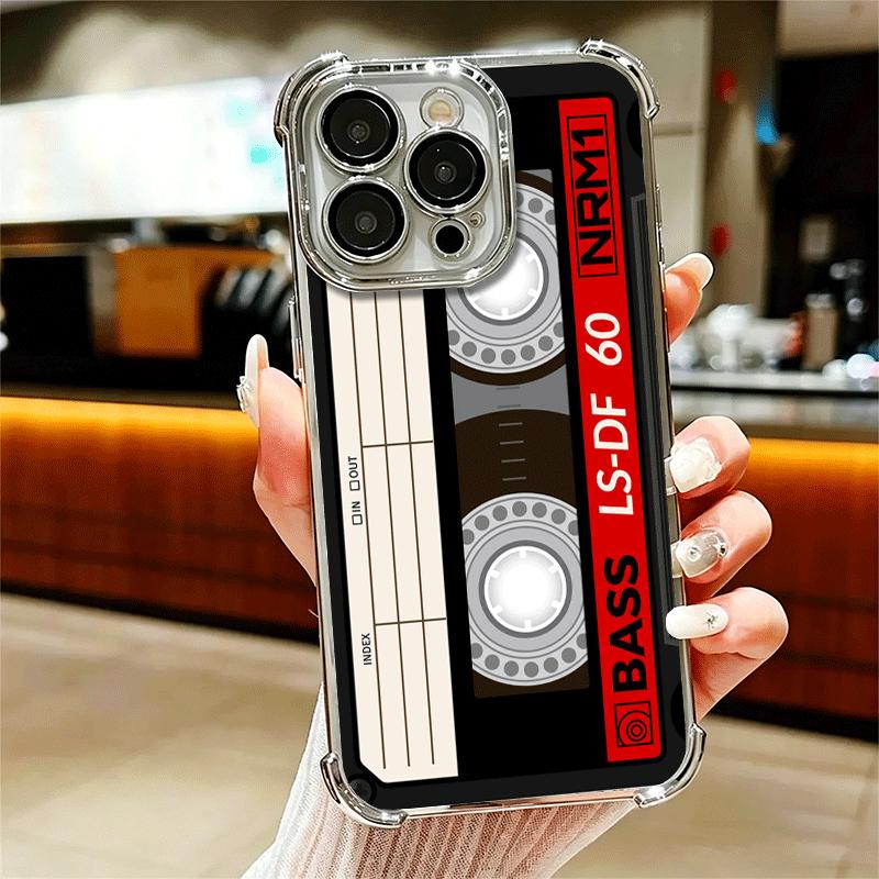 

Vintage 90S Cassette Tape Pattern Soft Phone Case For iPhone 15 16 17 Air 14 Pro Max 16E Plus 13 12 Mini Plating Anti-Fall Funda iPhone 16