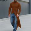 Uomo Autunno Collo Alto Manica Lunga Spacchi Top Magliette Tuniche Lunghe