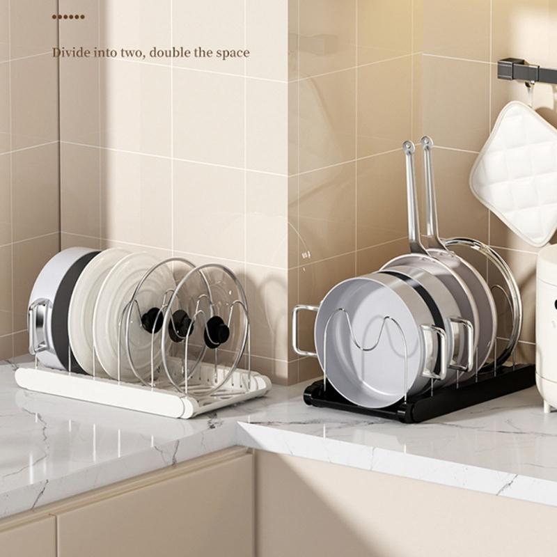 Space Saving Under Cabinet Storage Rack For Cookware Expandable Pots and Pans Organizer With Adjustable Dividers