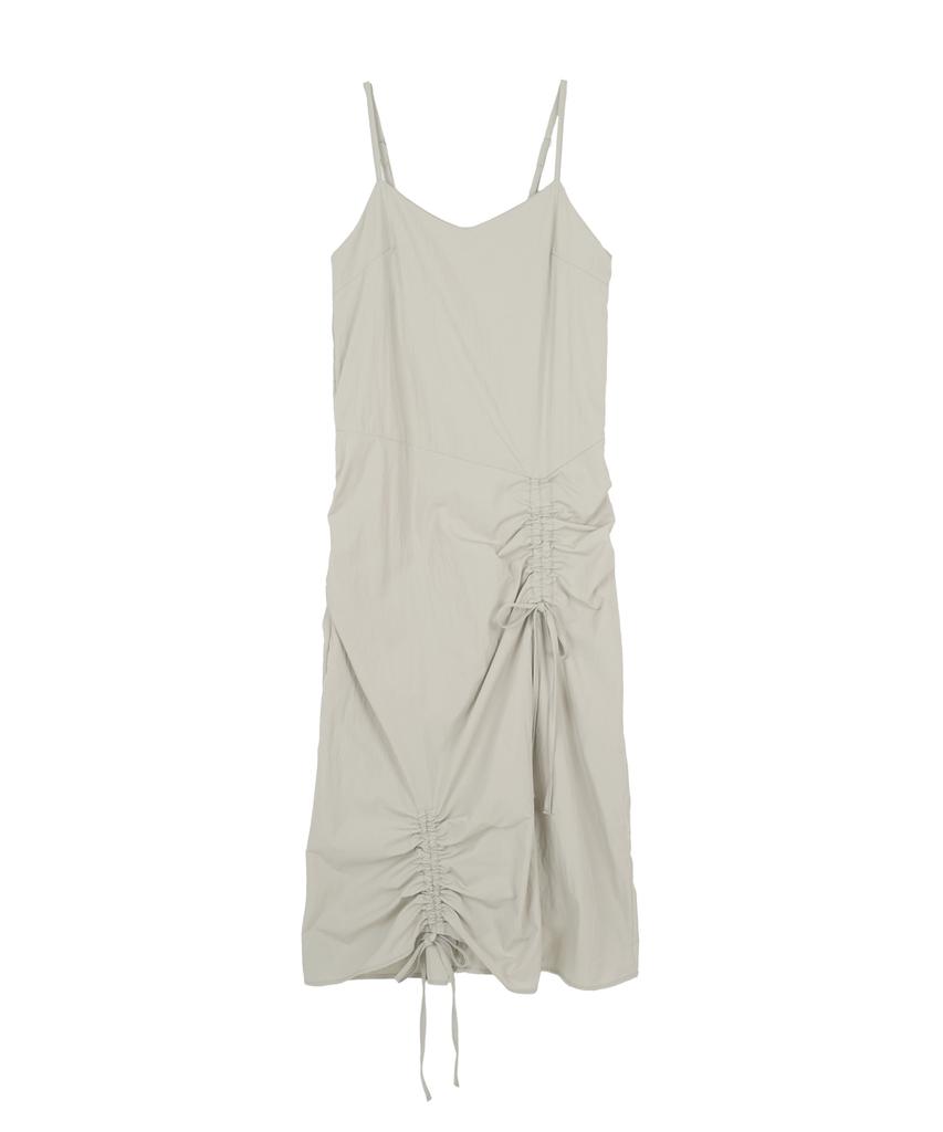 HIGH SCHOOL DISCO Shirred Detail Sleeveless Long Dress Khaki