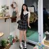 Shirt Splicing Plaid Dress Women's Summer New Popular Niche Design High-end Fake Two-piece Skirt