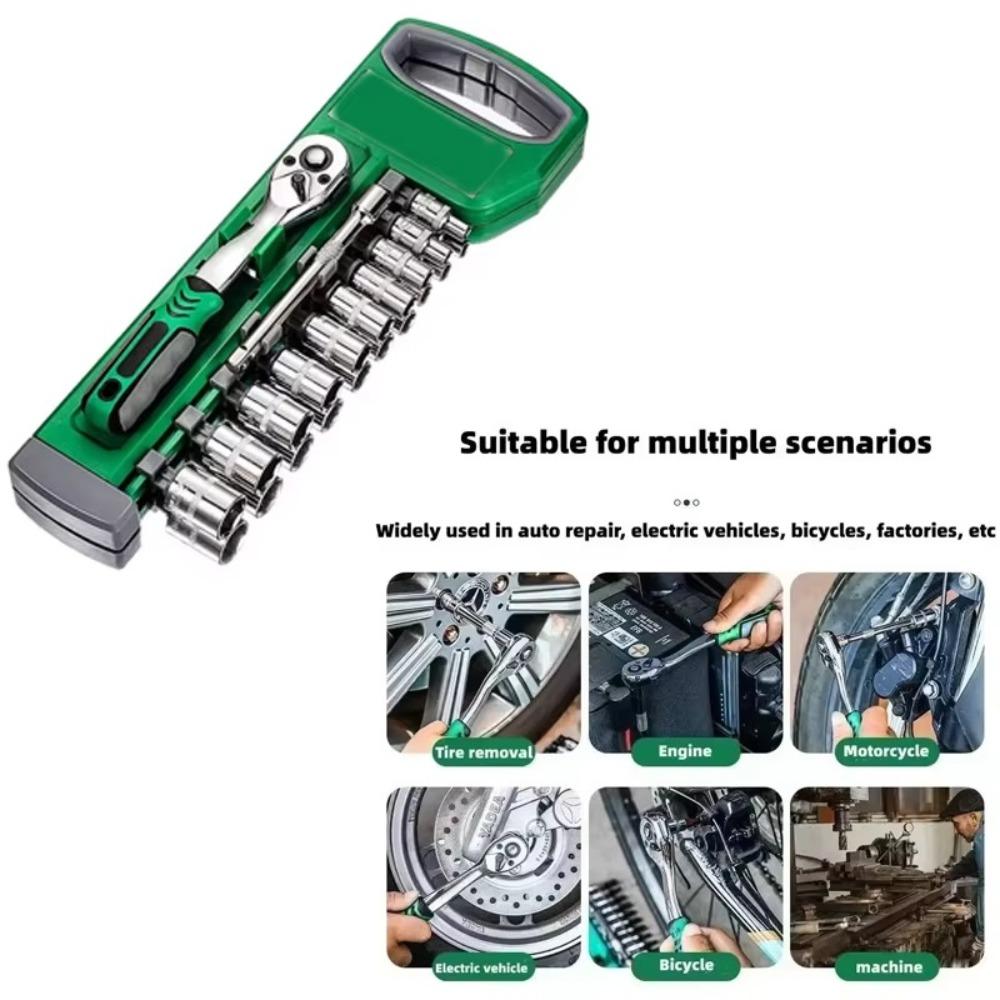 Chrome Vanadium Steel Ratchet Wrench Kit 1/4 Sleeve Spanner New Socket Wrench Set Socket Deep Nut
