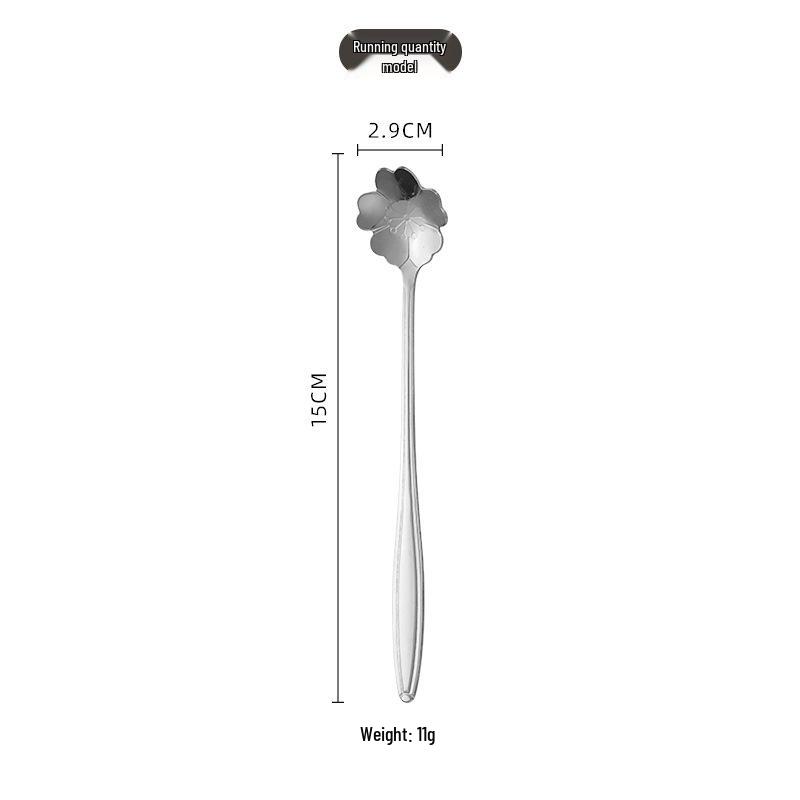 Cherry Blossom Stainless Steel Long Handle Coffee Spoon