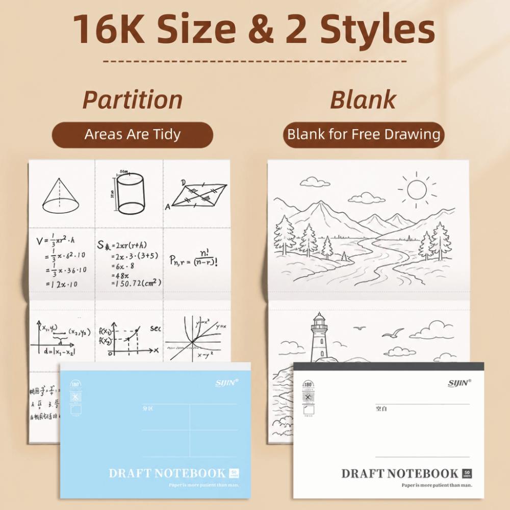 50 Sheets Flip-Up Draft Notebook 16K Note Paper Multi-purpose Draft Book Students