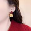 Fashion Asymmetric Frosted Earrings for Women Girls Exquisite Red Oil Dripping Circular Earrings Wedding Party Jewelry Gifts