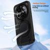 For Xiaomi 15 Ultra Case Magnetic Kickstand Hollow Heat Dissipation Silicone+PC+Metal Bumper Phone Cover