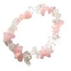 Rock Crystal and Rose Quartz Chip Pearl Elastic Bracelet - 50mm