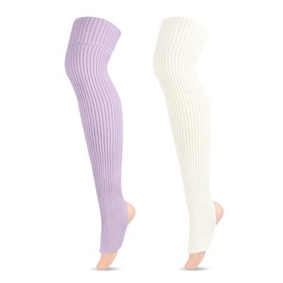 [LittleForBig] Knee-High Socks [Knitted Thigh Stockings] White/Purple