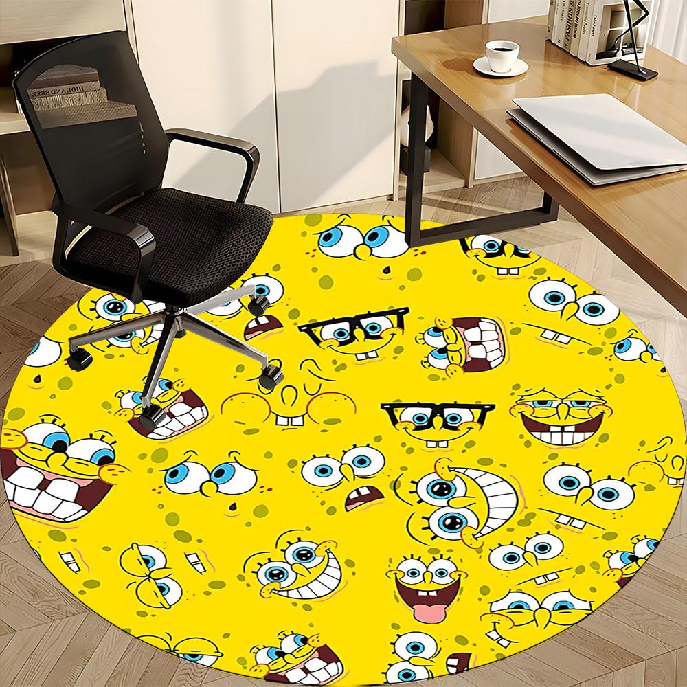 

1pc SpongeBob Chair Carpet for Office, Indoor Non Slip Washable Polyester Fiber Carpet, Mat For Office, Machine Washable 120cm