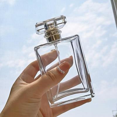 Botella de spray para perfume de vidrio transparente de alta gama de 50 ml