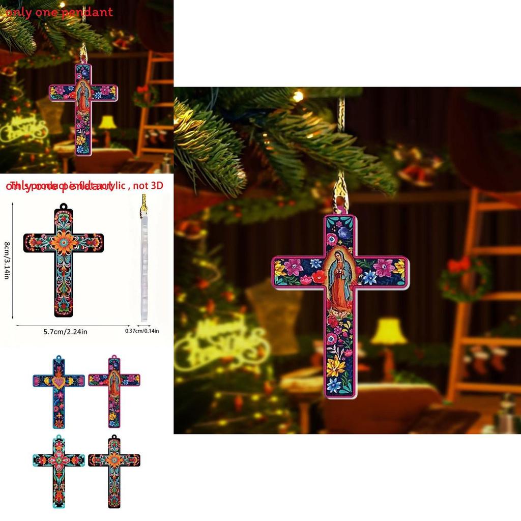 Car Easter Acrylic Cross Pendant With Minimalist Design For Vehicle Interior Decor