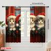 2pcs,2D Plane Printing Print Curtains Four Kittens Christmas Door Versatile Polyester Fabric (without Rod) Outdoor Decorations