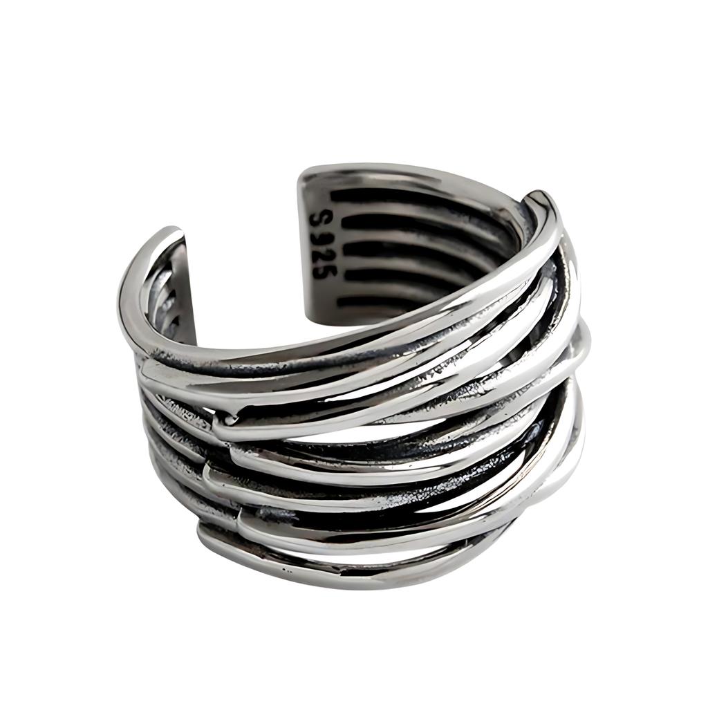 Ventfille   Copper Geometric Multilayer Round Bead Ring Female Fashion Punk Temperament Prevent Allergy Charm Jewelry