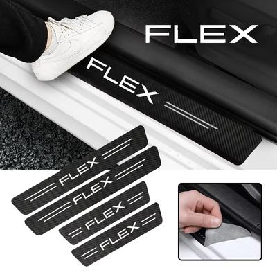New Carbon Fiber Car Door Sill Sticker Threshold Side Anti Scratch Sticker For FLEX Logo Waterproof Decal Car Accessories