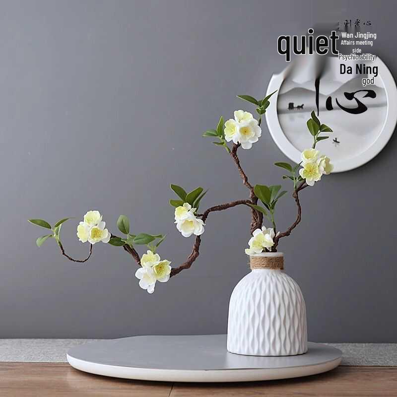 Zen Chinese Style Artificial Plum & Peach Blossom Flowers for Living Room & Foyer Decoration