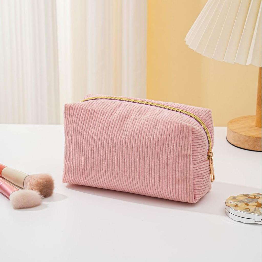 High-Capacity Corduroy Pencil Case & Makeup Bag – Korean Style Cute Stationery Box for Girls