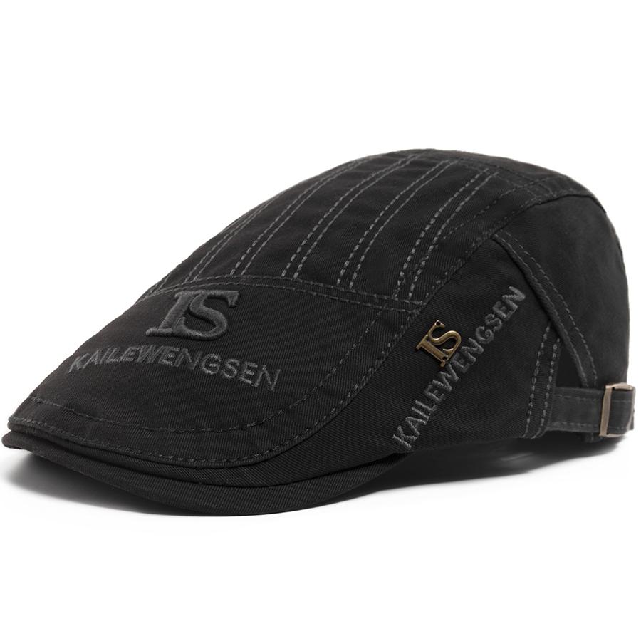 New Men Embroidery Flat Cap Summer Vintage Beret Visor For Male Fashion Casual Newsboy Hat Spring Autumn  Women Caps Adjustable