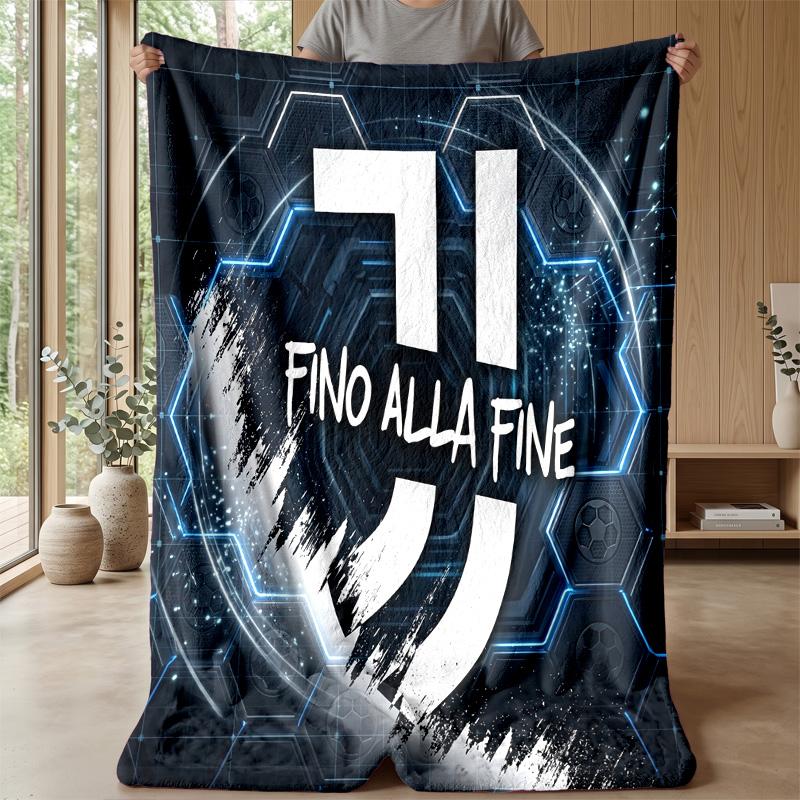Juventus FC Theme Blanket Soft Flannel Blanket Plush Throw Blanket Cozy Sofa Bed Blanket for Home Decor